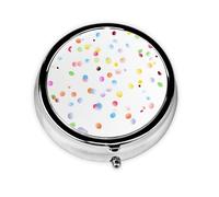 Pastillero de 3 compartimentos con espejo degradado de puntos de colores, organizador de pastillas pequeño para bolso y bolsillo organizador de vitaminas