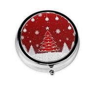 Pastillero de 3 compartimentos con espejo, diseño de árbol de Navidad, copos de nieve, pequeño organizador de pastillas para bolso y bolsillo organizador de vitaminas