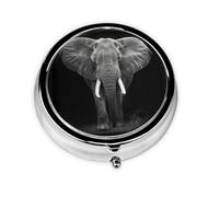 Pastillero de 3 compartimentos con espejo, diseño de elefante salvaje, organizador de pastillas pequeño para bolso y organizador de vitaminas de bolsillo