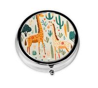 Pastillero de 3 compartimentos con espejo, diseño de jirafa verde, organizador de pastillas para bolso y bolsillo organizador de vitaminas