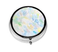 Pastillero de 3 compartimentos con espejo, diseño geométrico abstracto, pastillero pequeño para bolso y bolsillo organizador de vitaminas