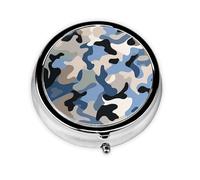 Pastillero de 3 compartimentos con espejo, estampado clásico de camuflaje, organizador de pastillas pequeño para bolso y bolsillo organizador de vitaminas