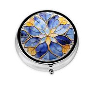 Pastillero de 3 compartimentos con espejo, estampado floral clásico, pequeño, organizador de pastillas para bolso y bolsillo organizador de vitaminas