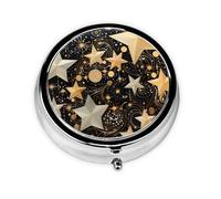 Pastillero de 3 compartimentos con espejo Golden Star Line, organizador de pastillas pequeño para bolso y organizador de vitaminas de bolsillo