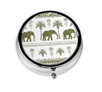 Pastillero de 3 compartimentos con espejo retro tótem elefante pastillero pequeño organizador de pastillas para bolso y bolsillo organizador de vitaminas