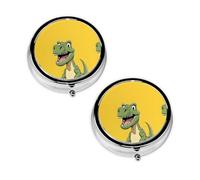 Pastillero de 3 compartimentos con estampado de dibujos animados, portátil, para bolsillo o bolso, organizador de píldoras, organizador de vitaminas de metal decorativo, regalo único