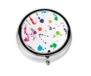 Pastillero de 3 compartimentos con estampado de salpicaduras de pintura abstracta, organizador portátil