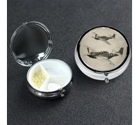 Pastillero de 3 compartimentos de metal para medicina, organizador de pastillas de avión de la Segunda Guerra Mundial, pastillero para bolso o bolsillo, mini pastillero portátil de viaje para guardar