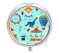Pastillero De 3 Compartimentos Globo Aerostático Caballo De Troya Pastillero Con Espejo, Caja De Almacenamiento Portátil Redonda A De Humedad, Distribuidor De Metal, Regalo Único