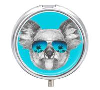 Pastillero De 3 Compartimentos Mapache Gris Pastillero Con Espejo, Caja De Almacenamiento Portátil Redonda A De Humedad, Distribuidor De Metal, Regalo Único