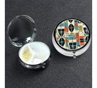 Pastillero de 3 compartimentos para bolsillo o bolso, mini pastillero de metal, moderno pastillero de mediados de siglo, organizador de vitaminas, contenedor portátil para pastillas de viaje para