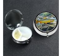 Pastillero de 3 compartimentos para bolsillo o bolso, mini pastillero de metal, para arroyo, trucha, pesca con mosca, organizador de vitaminas, contenedor portátil para pastillas de viaje para guardar