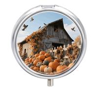 Pastillero de 3 compartimentos para otoño, Acción de Gracias, calabaza, viaje, con espejo, impermeable, organizador de pastillas medicinales, 3 veces al día, contenedor portátil para bolso y bolsillo