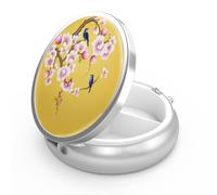 Pastillero de 3 compartimentos, pastillero portátil para bolsillo o bolso, pastillero de metal decorativo, organizador de vitaminas, regalo único(Fleur de pêche)