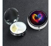 Pastillero de 3 compartimentos pequeño de metal organizador de pastillas para bolso, bolsillo arcoíris, corazón, pastillero, impermeable, contenedor de medicamentos, portátil, soporte para pastillas