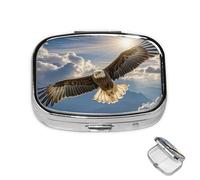 Pastillero de 3 compartimentos, redondo, organizador de pastillas de águila, organizador de medicamentos de metal, impermeable, caja organizadora de medicamentos para viajes, caja de almacenamiento