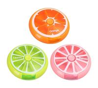 Pastillero de 3 Piezas Mini Portátil - Dispensador de Pastillas Redondo Con Varios Compartimentos - Dulce Pastillero de Plástico (Naranja)