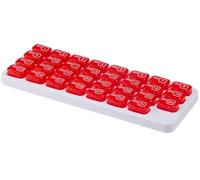 Pastillero de 31 días, caja de almacenamiento mensual extraíble de gran capacidad, 1 día 1 vez, soporte para suplementos vitamínicos de aceite de pescado para viajes, recordatorio de fecha (rojo, 4)