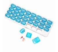 Pastillero de 31 días, caja de almacenamiento mensual extraíble de gran capacidad, 1 día 1 vez, soporte para suplementos vitamínicos de aceite de pescado para viajes, recordatorio de fecha (azul, 3)