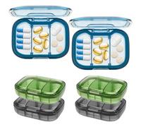 Pastillero de 6 piezas con 3 compartimentos, 7 x 5 x 2,6 cm, resistente a la humedad con tiras de sellado de silicona para 2 - 4 días de viaje, soporte portátil para latas de viaje (A, 6 unidades)