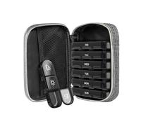 Pastillero de 7 días con 21 rejillas - Estuche de viaje portátil para vitaminas, aceites de pescado - Grandes compartimentos para el uso diario (gris)