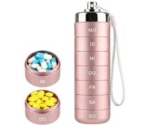 Pastillero de 7 días, pastillero de viaje de metal de aleación de aluminio, resistente al agua, 7 días, pastillero portátil de 7 días con 7 compartimentos, pequeño para vitaminas, aceite de pescado y