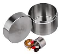 Pastillero de acero inoxidable, pastillero de viaje de acero inoxidable de gran capacidad, portátil, sellado, resistente al agua, para bolso de viaje, organizador para acampar al aire libre