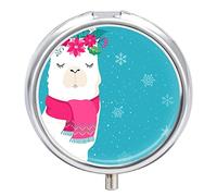 Pastillero de alpaca, copos de nieve, Feliz Navidad, lindo pastillero diario organizador de pastillas 2 compartimentos