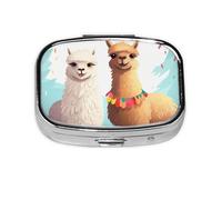 Pastillero de alpaca de llama, pastillero de metal, portátil, organizador de píldoras de viaje para bolsillo o bolso, caja de medicina decorativa, contenedor de vitaminas