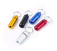 Pastillero de aluminio con llavero, impermeable, para viajes, camping, pesca, almacenamiento