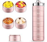 Pastillero De Aluminio - Medicina Exterior Compacta, Sellada Resistente Al Agua, Organizador De Almacenamiento | Seguimiento Práctico De Dosificación Con Contenedor De Tabletas Semanal Portátil,