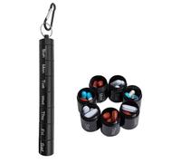 Pastillero de aluminio para 7 días, organizador semanal de medicamentos con llavero, impermeable, a prueba de humedad, botella de viaje para tableta para vitaminas (negro)