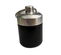 Pastillero de aluminio para pastillero, soporte para pastillas de viaje, llavero pequeño para píldoras de medicina y portátil, ideal para el trabajo, interiores o viajes, negro y plateado