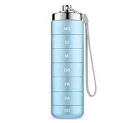 Pastillero De Aluminio, Pastillero Semanal De Metal Con 7 Compartimentos, Caja De Metal Impermeable, Estuche Para Medicinas De Viaje Portátil, Azul, Caja