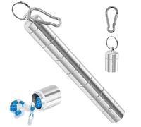 Pastillero de Aluminio Portátil 7 Días Metálico con Llavero Impermeable - Organizador Pastillas para Vitaminas y Aceites de Pescado