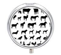 Pastillero de animales de granja, silueta de caballos, lindo pastillero, organizador de pastillas, 2 compartimentos