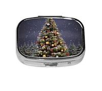 Pastillero de árbol de Navidad, organizador de píldoras de metal, pastillero portátil para bolsillo o bolso, organizador decorativo de medicamentos, contenedor de vitaminas