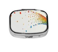 Pastillero de arco iris, organizador de píldoras de metal, pastillero portátil para bolsillo o bolso, organizador decorativo de medicamentos, contenedor de vitaminas