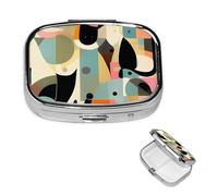 Pastillero de arte moderno de mediados de siglo, pequeño pastillero para bolsillo, organizador de píldoras de medicina de 3 compartimentos, pastillero portátil de viaje, pastillero de metal para