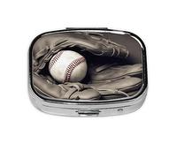 Pastillero de béisbol y guante de metal, organizador de píldoras portátil, para bolsillo o bolso, organizador decorativo de medicinas, contenedor de vitaminas