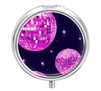 Pastillero de bola de discoteca con 3 compartimentos, pequeño, portátil, organizador de pastillas para bolso de bolsillo