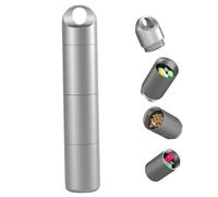 Pastillero de bolsillo, pastillero de viaje portátil con 3 desmontables, contenedor pequeño de medicina de acero inoxidable a prueba de fugas con orificio para llavero de 0, 6x3, 3 pulgadas-