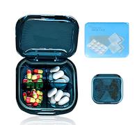 Pastillero de Bolsillo Transparente, Caja de Pastillas con 4 Compartimentos - Tomas, Organizador Medicación de Plástico Grado Alimenticio