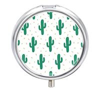 Pastillero de cactus verde, 2 compartimentos, portátil, organizador de pastillas de viaje