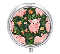 Pastillero de cerdos con hierbas, 3 compartimentos, pequeño, portátil, organizador de píldoras para bolso de bolsillo