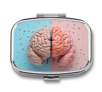 Pastillero de cerebro humano con 2 compartimentos, portátil, organizador de píldoras de viaje para bolso de bolsillo