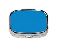 Pastillero de color azul natural, apto para viajes, organizador cuadrado portátil con compartimentos para medicamentos, vitaminas y suplementos, diseño de metal duradero.