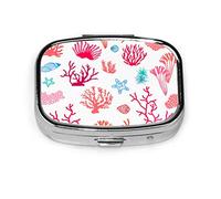 Pastillero de Color brillante Coral Ocean Life, bonito pastillero para bolsillo o monedero, bonito pastillero pequeño, organizador de pastillas de viaje