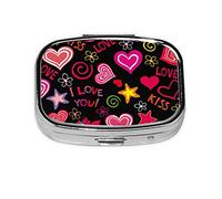 Pastillero de corazones de amor, organizador de píldoras de metal, pastillero portátil para bolsillo o bolso, organizador decorativo de medicamentos, contenedor de vitaminas