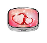 Pastillero de corazones rojos de San Valentín, organizador de píldoras de metal, pastillero portátil para bolsillo o bolso, organizador decorativo de medicamentos, contenedor de vitaminas